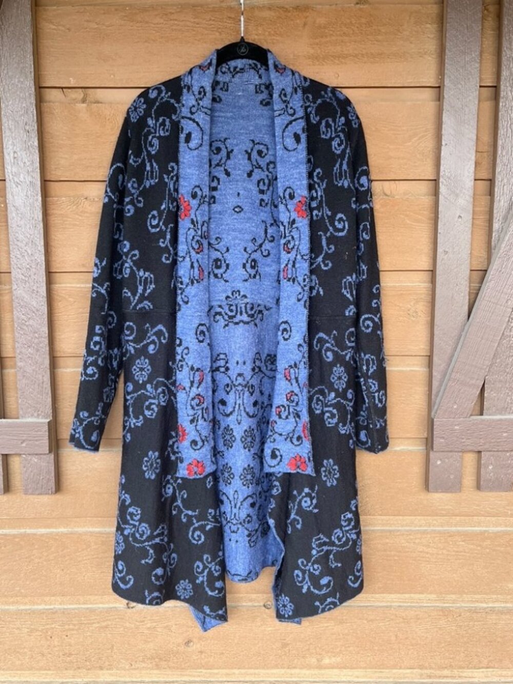 Reversible coat-length Peruvian alpaca sweater